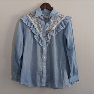 Women's Rockmount Blue Gingham Southwestern Button Down Small